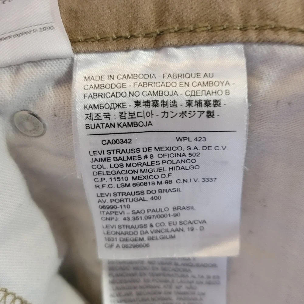 Levi's 508 Regular Taper Pants Mens 32x32 (34x31) Khaki Tan Cotton Blend Chino